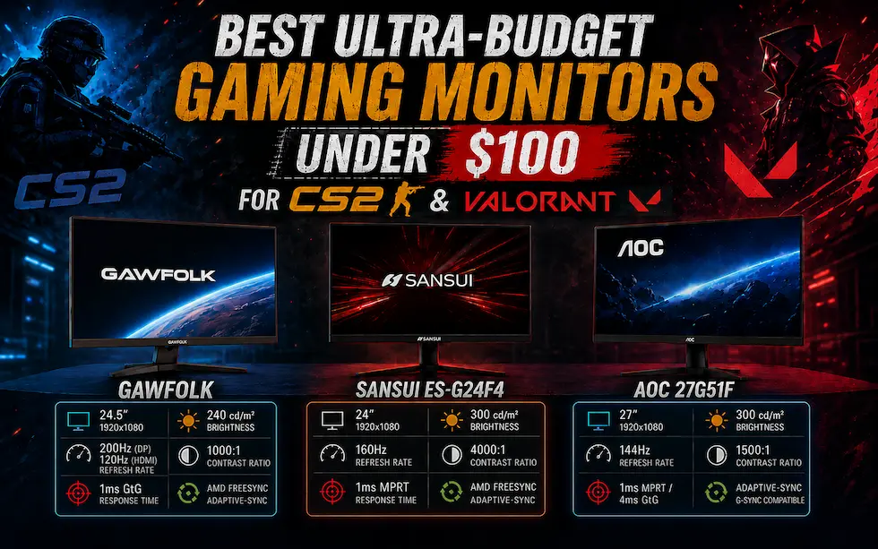 Best Ultra-Budget Monitor for CS2 & Valorant 2026 Under $100