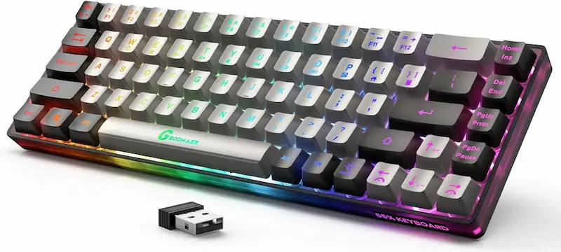 GEODMAER 65% Wireless Gaming Keyboard, Ultra-Compact 68 Keys