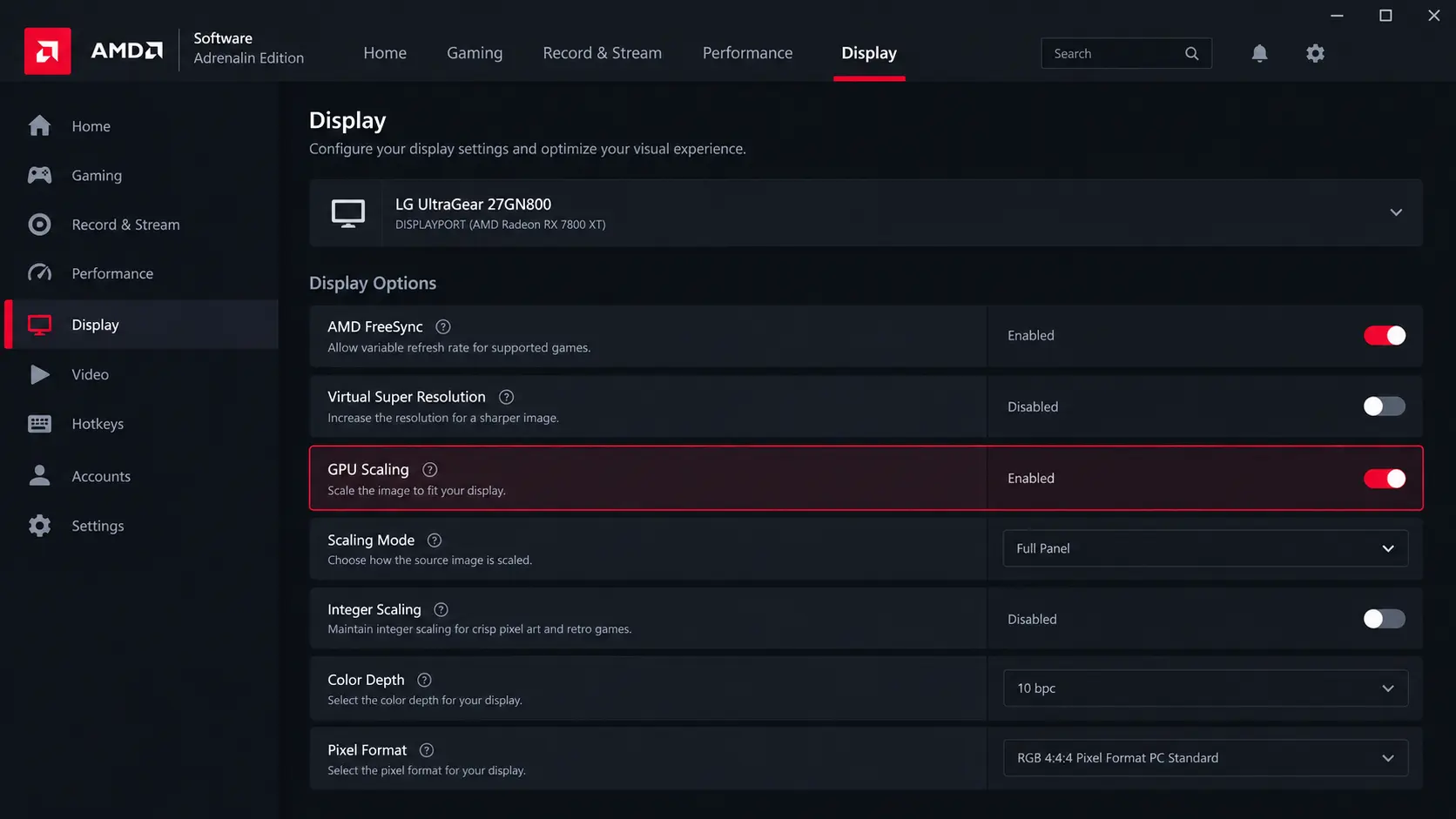 Enable GPU Scaling and Set Full Panel Mode