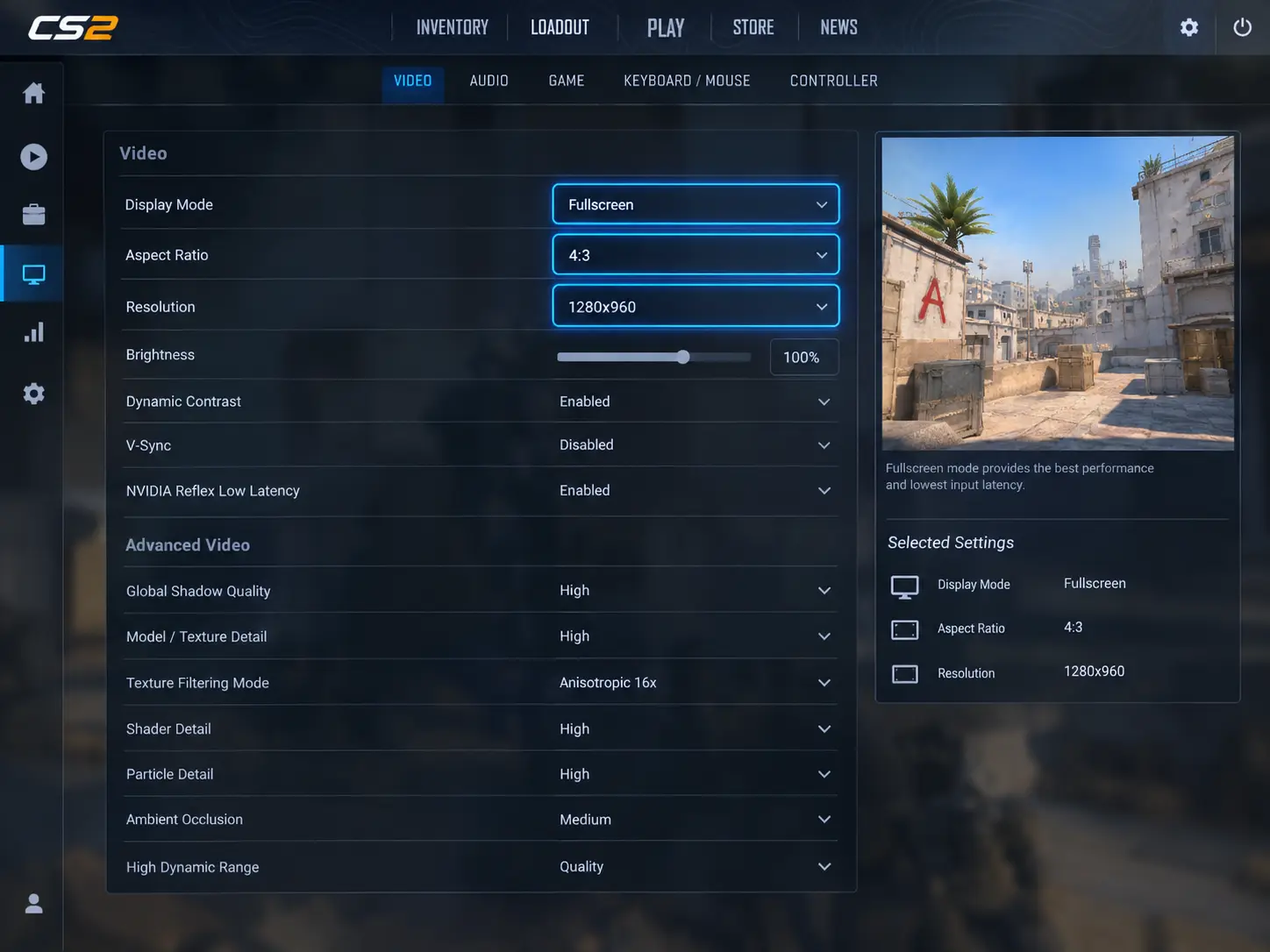 Video Settings — Exact Configuration