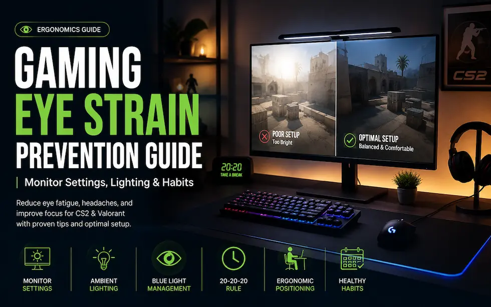 Gaming Eye Strain Prevention Guide 2026: Monitor, Lighting & Habits